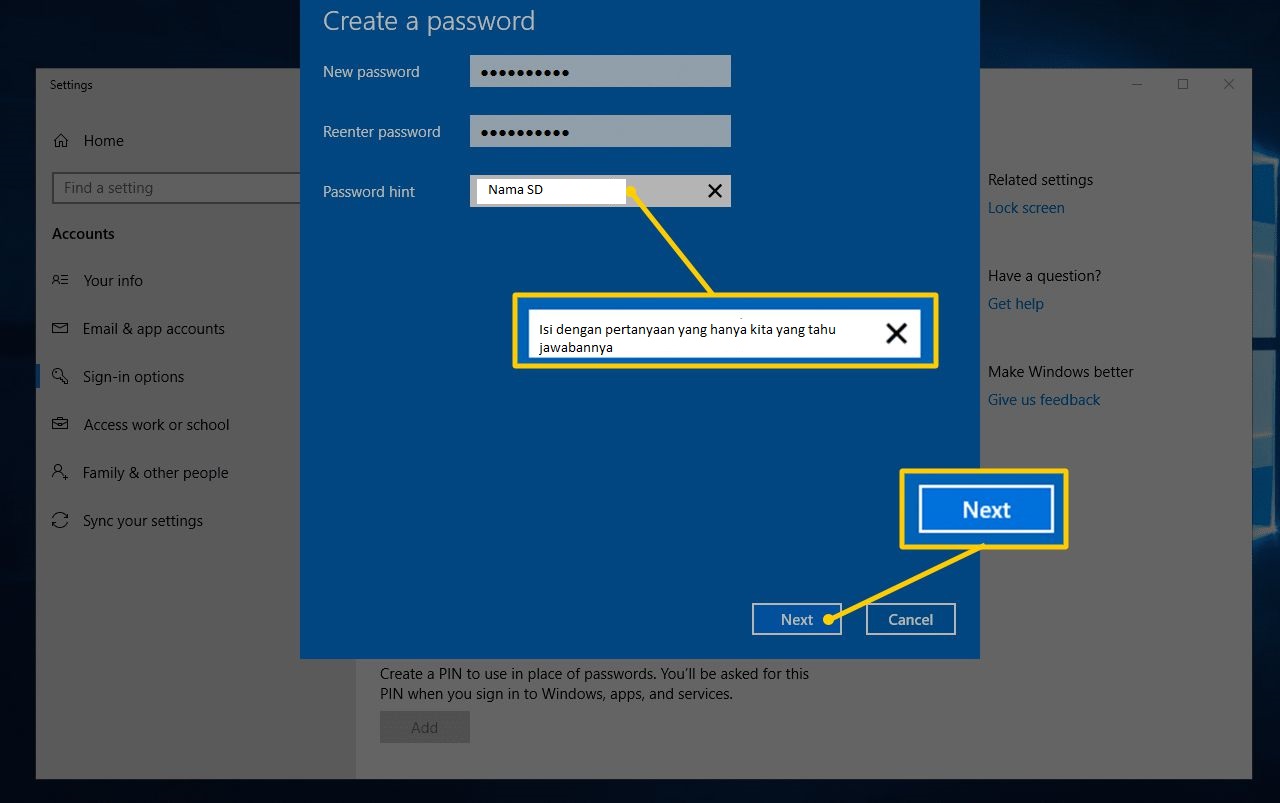 cara membuat password di laptop asus windows 10